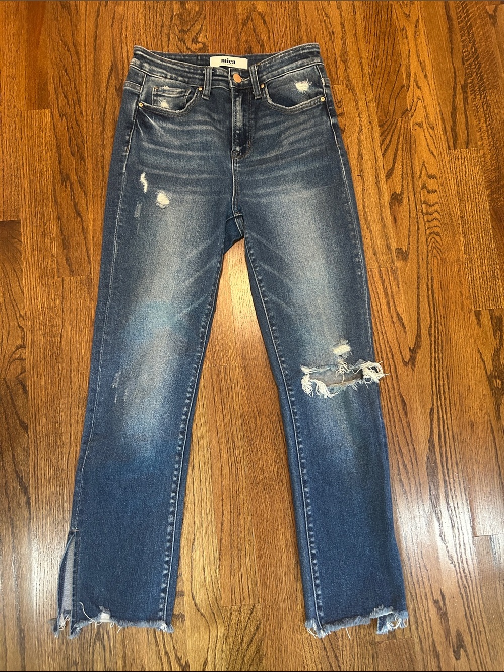 Mica Distressed Blue High Waist Slim Straight Women’s Jeans
